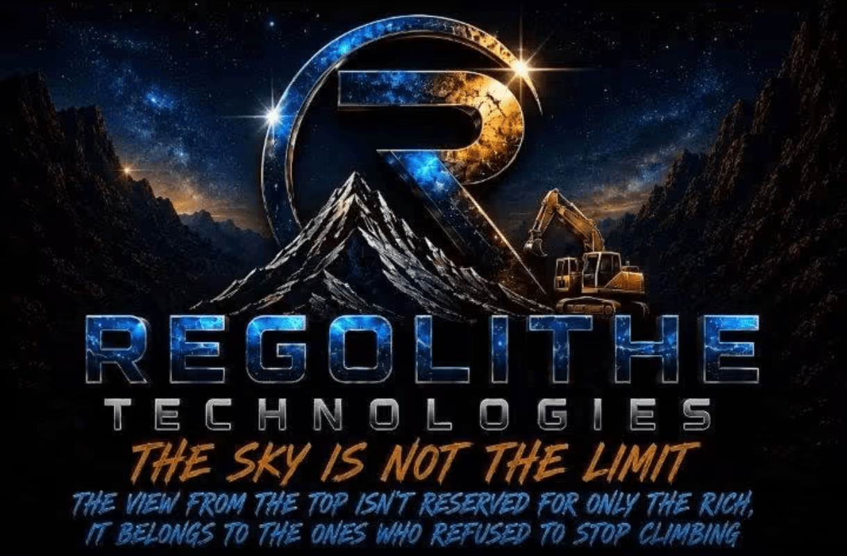 Regolithe mountain and excavator emblem